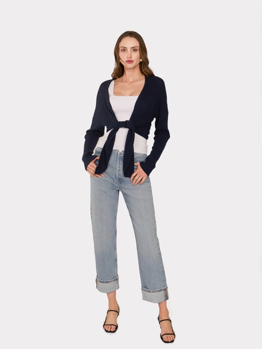 Anthropologie Wooden Ships Cropped Sweater Sm/med Cotton Blend EUC wrap tie alc